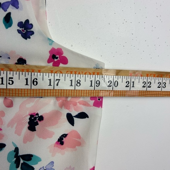 CeCe Midi Dress 8 Floral pleated Hem Cottage  Sheer old money Resort Vacation - Picture 11 of 14